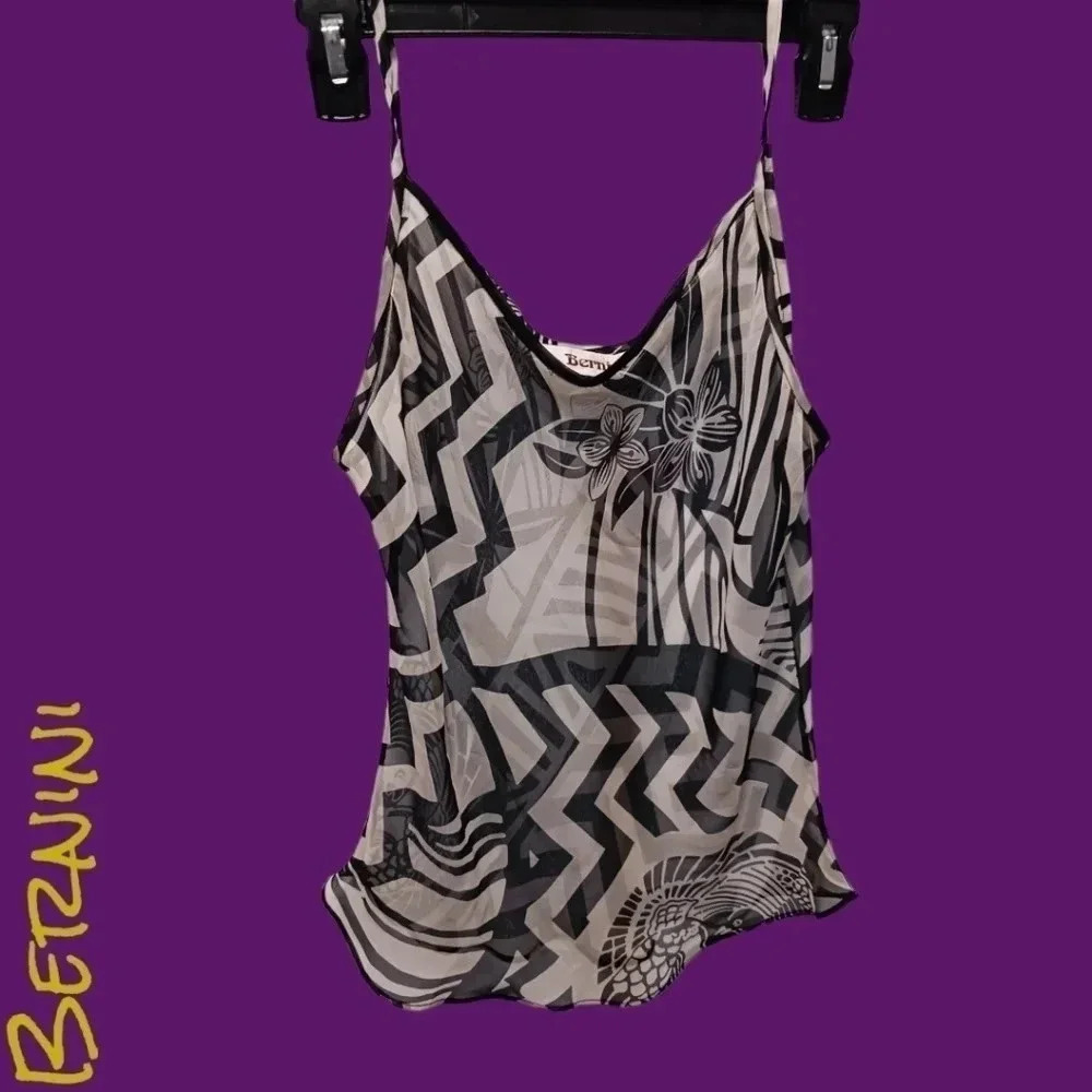 Bernini strap tank top  blk & wht size XSmall